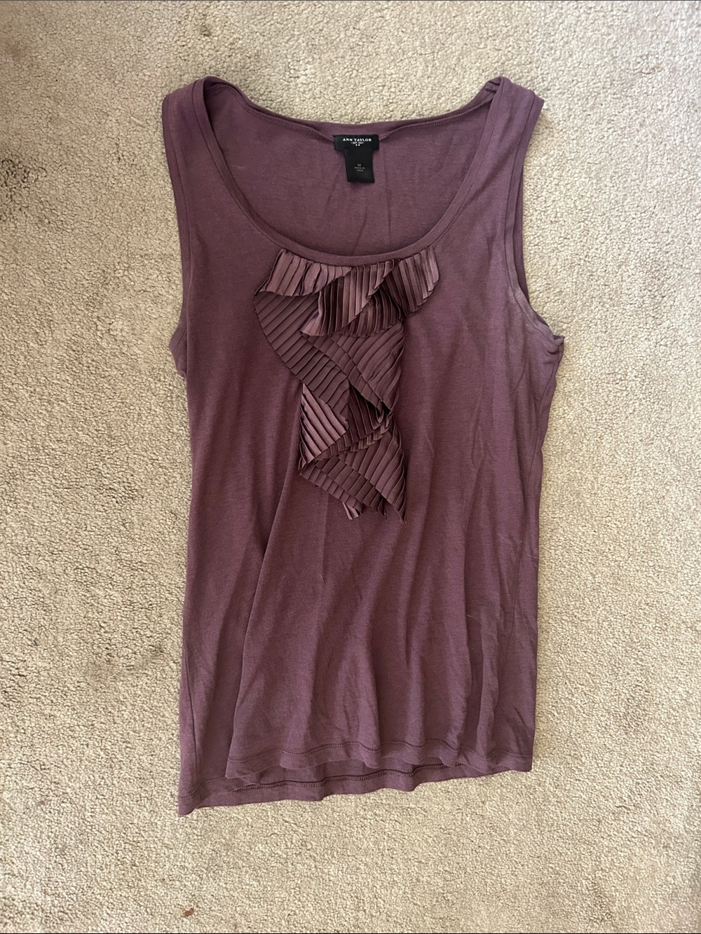 Ann Taylor Ruffle Front Tank Top - Dusty Plum